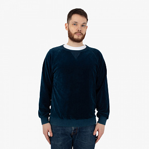 Свитшот Crushed Velour Hand Dyed Pullover Blue Blue Japan в интернет магазине Минт